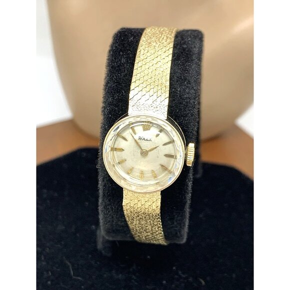 Rolex Women's Watch Vintage Cocktail 14k Yellow Gold 282 Manual Wind Petite 15mm - Picture 1 of 14